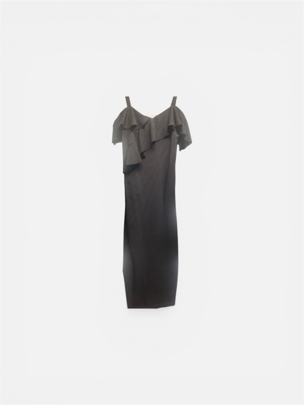 Bailey 44 Black Off Shoulder Ruffle Midi Dress